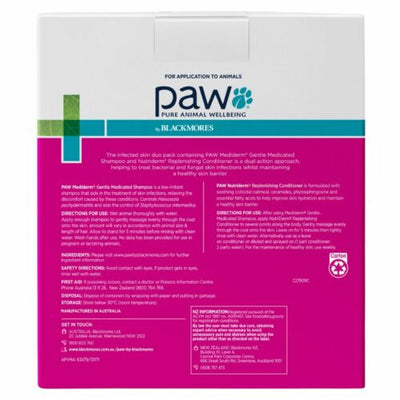 PAW Pure Animal Wellbeing product packaging with text and branding.