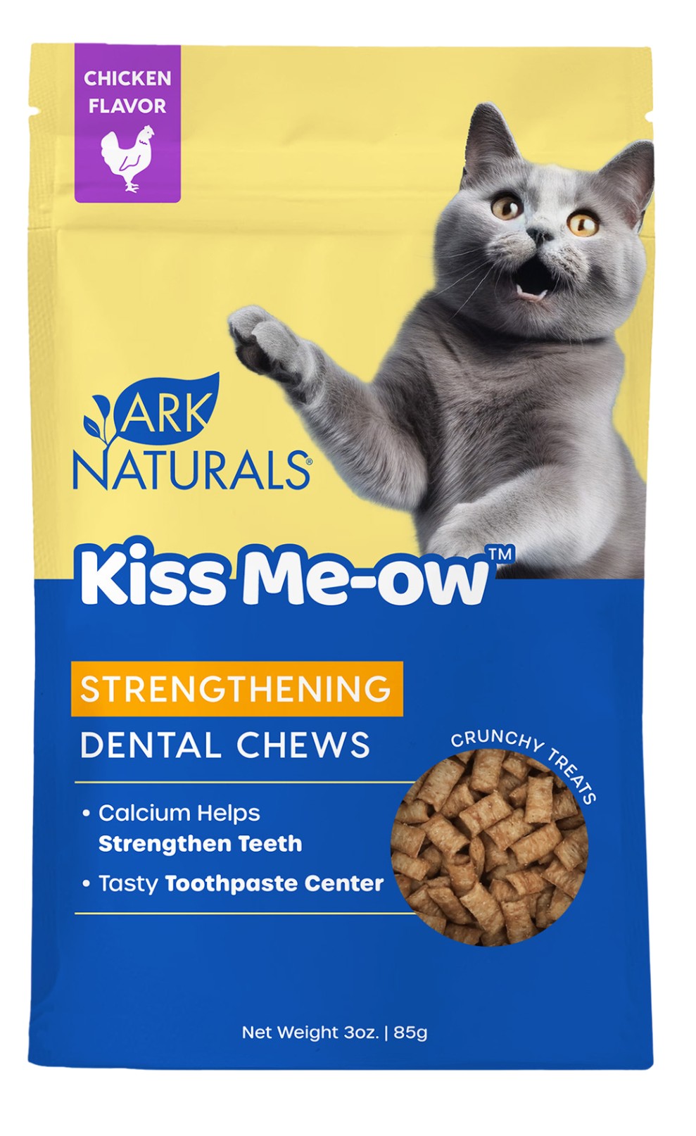 Ark Naturals Kiss Me-Ow Strengthening Cat Dental Treats - Chicken 85g Bag