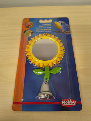 Bird Flower-Mirror Toy 24cm - Interactive Cage Toy with Bell