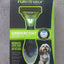 Box of a dog grooming tool with a dog on the label against a gray background