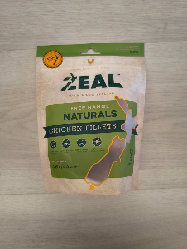 Zeal Dried Chicken Fillets 125g - Natural Dog Treats from New Zealand