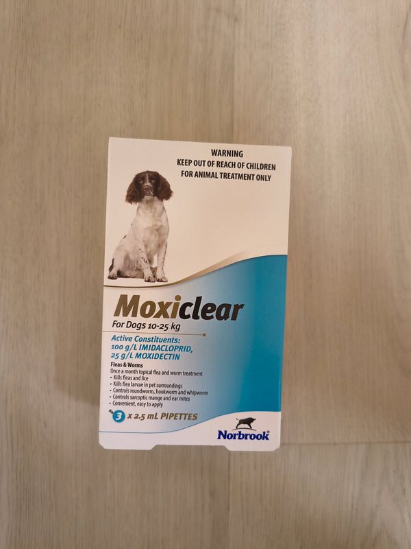 Moxiclear Flea & Worm Treatment for Dogs 10-25kg - 3 Pack