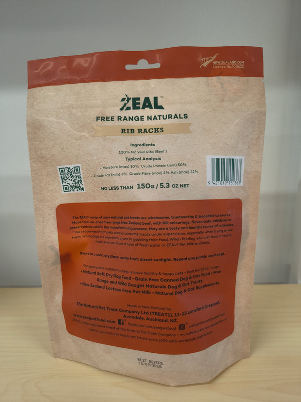 Zeal Free-Range Rib Racks 150g - Natural Dog Chew from New Zealand