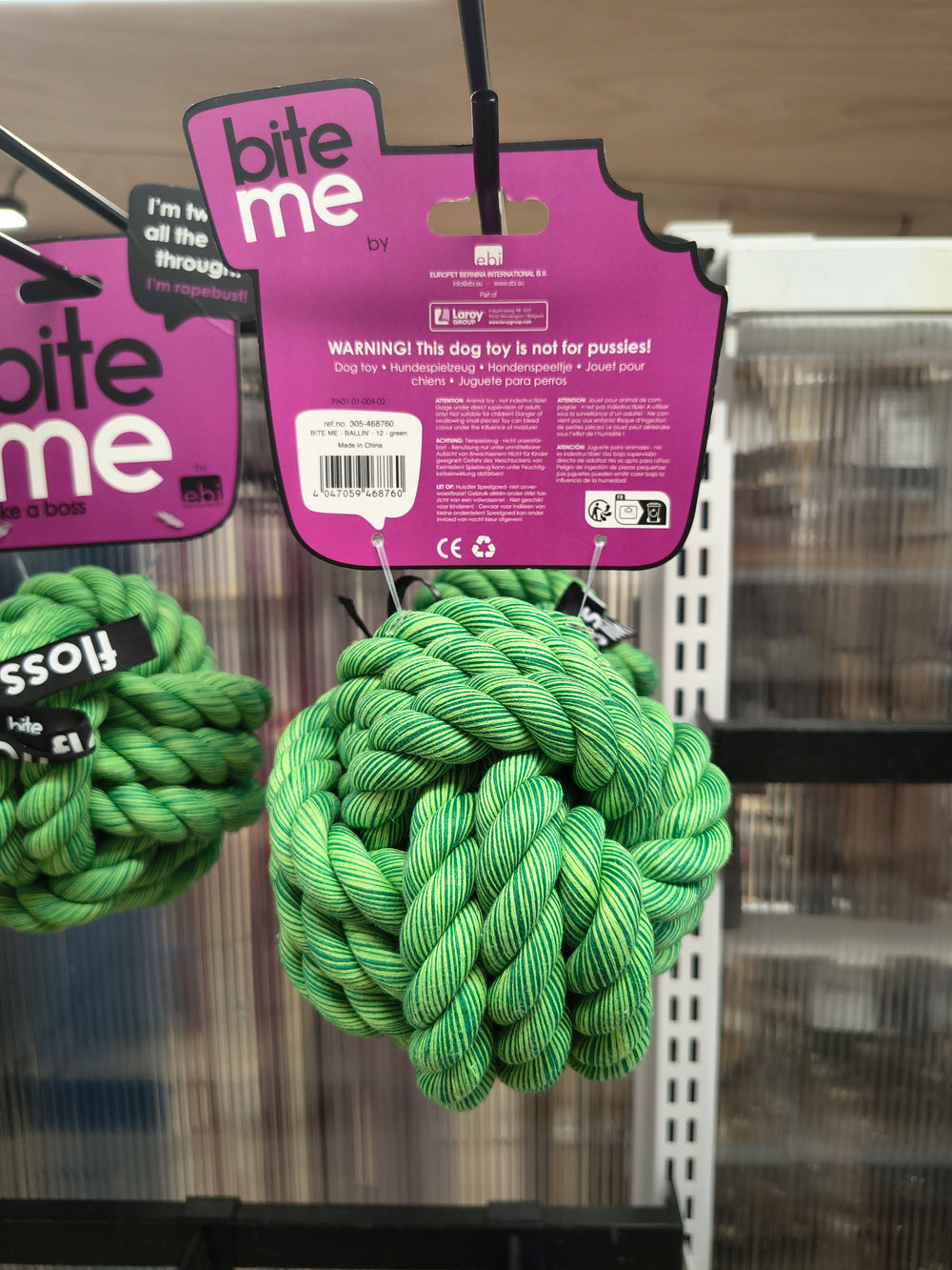 Bite Me BALLIN Cotton Rope Dog Ball - Green