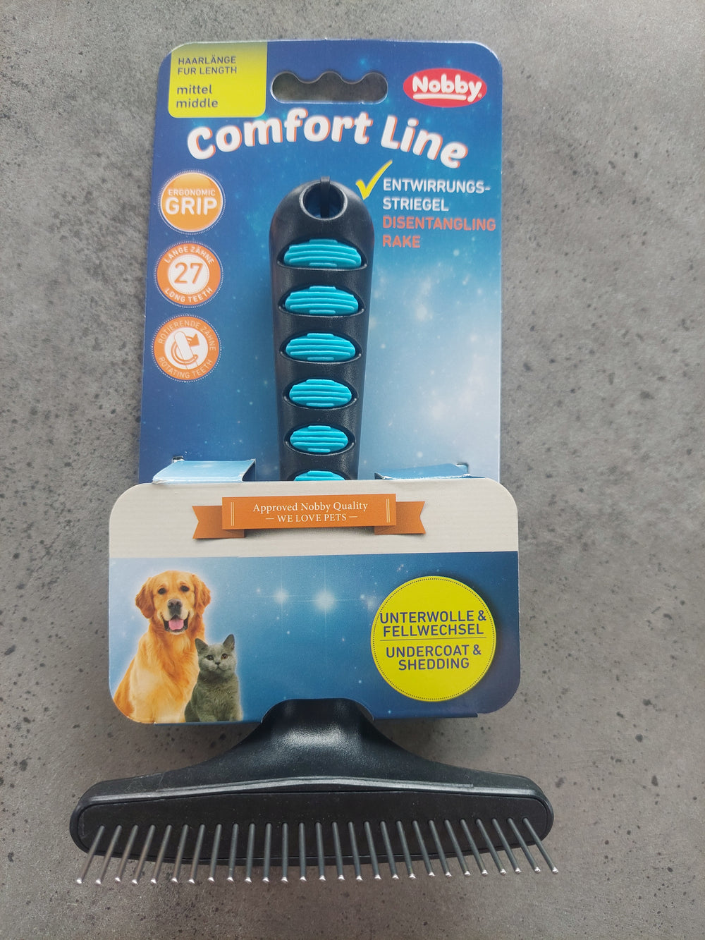 COMFORT LINE disentangler currycomb with rotating teeth
