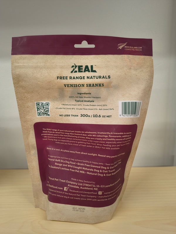 Zeal Free-Range Venison Shanks - Natural Dog Chew from New Zealand