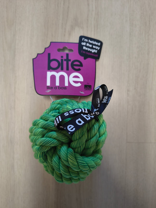 Bite Me BALLIN Cotton Rope Dog Ball - Green